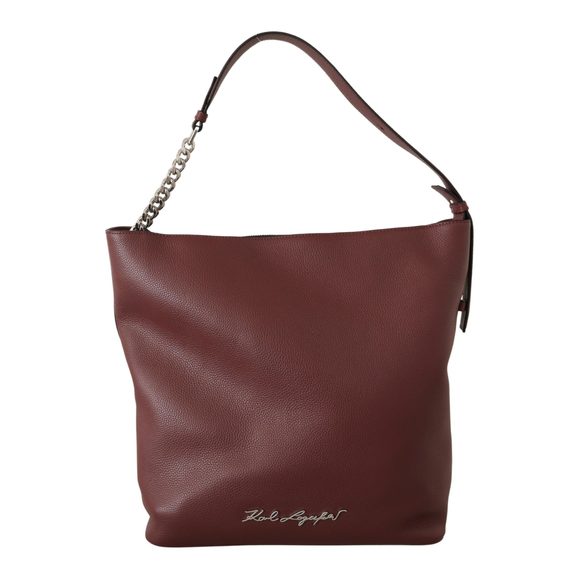 Karl Lagerfeld Bags Karl Lagerfeld Wine Pebble Leather Tote Bag